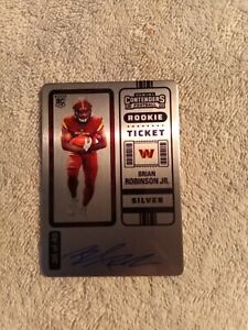 2022 Contenders Brian Robinson Jr. Rookie SILVER TICKET On Card Auto /49  Wash.