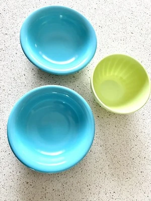 Меламиновые миски суп из хлопьев -1 зеленая миска - 2 бирюзовые тарелки безымянные производители готовые к использованию - Изображение 1 из 3