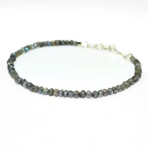 23.00 Cts Natural 7 Inches long Labradorite Round Cut Beads Bracelet NK 64E103 - Picture 1 of 2