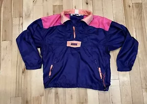 Vintage Columbia Womens Sz M Neon Pink Purple Pullover Windbreaker Jacket 1990's - Picture 1 of 6