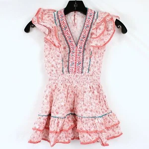 Poupette St Barth Butterfly Sleeve Mini Dress Camila In Pink Anemone - Girl's 4 - Picture 1 of 15