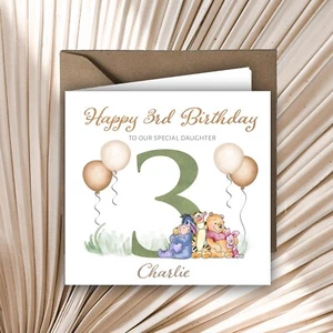Tarjeta de felicitación de cumpleaños personalizada Winnie the Pooh Piglet cualquier edad con sobre - Imagen 1 de 1