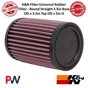 K&N Filter Universal Rubber Filter Round Straight 3.5" Base OD 3.5"Top OD  5" H - Picture 1 of 9