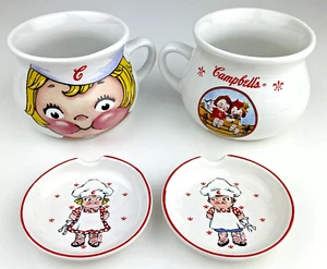 Y2K Campbells Kid Mug Cup Soup Bowl Spoon Rests Double Faced VTG Football Handle - Picture 1 of 19