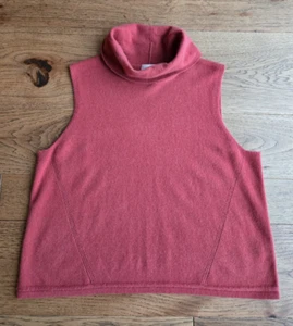 Garnet Hill - Gr. L Pure Luxe Cashmere ärmellos Rollkragen ~ meliert rot - Bild 1 von 4