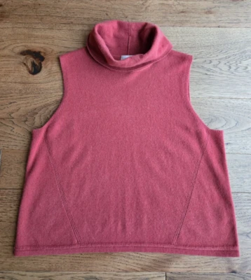 Garnet Hill - Talla L puro lujo Cachemira sin mangas cuello alto ~ rojo jaspeado Foto 1 de 4