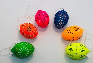 6 Ostereier-Mini-Huhneier-Serama- neon - sorbische Wachstechnik- Handarbeit - Bild 1 von 2
