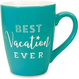 Blue Green Best Vacation Ever Etched Ceramic Mug, 15 oz - Picture 1 of 4
