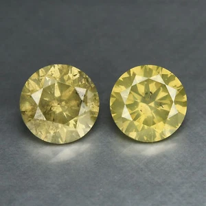 0,80 Cts 2 Pezzi Diamante Giallo Fantasia Non Trattato Scintillante Diamante Naturale Sciolto - Foto 1 di 3