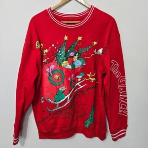 Dr. Seuss The Grinch Erwachsene rot Weihnachtssweatshirt Gr. L Fleece gefüttert Max Hund - Bild 1 von 9