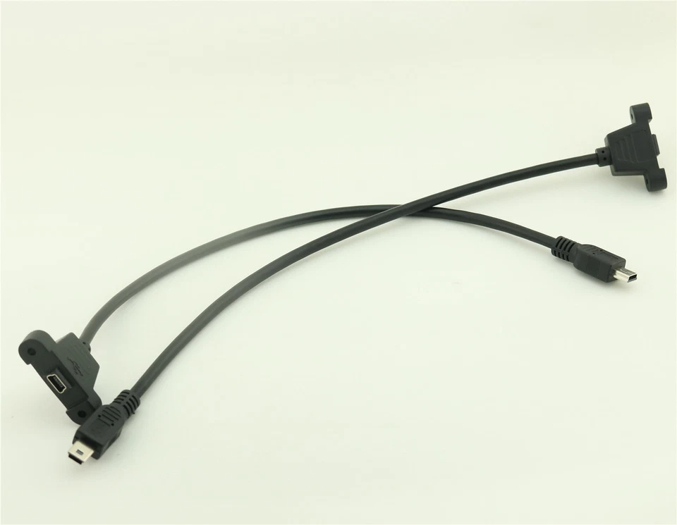 5x Mini USB 5 Pin Male to Female with Screw Hole Panel Mount Extention Cable 1ft - Image 1 of 1