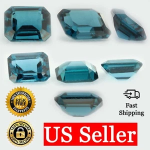 Loose Emerald Cut Blue Zircon CZ Stone Single Cubic Zirconia December Birthstone - Picture 1 of 6