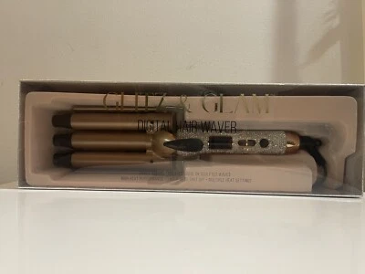 Glitz And Glam Digital Barrel Hair Waver Silver Rhinestone Rose Gold - Image 1 of 4