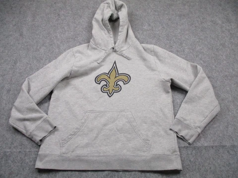 New Orleans Saints Hoodie Mens Large Pullover Hooded Sweater Fanatics NFL Cover