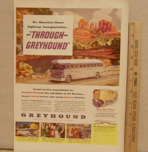 Vintage Zeitschriftenanzeige für Through Greyhound Tours & Super Kem-Tone Paint - Bild 1 von 2