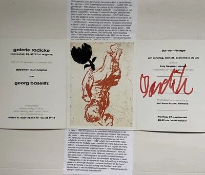 Georg Baselitz signiert original Einladung Karte Unterschrift Autogramm signed - Bild 1 von 4