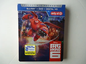 Big Hero 6 (Blu-ray/DVD, 2015, 2-Disc Set, Digital Copy) NEW Target Steelbook - Picture 1 of 2