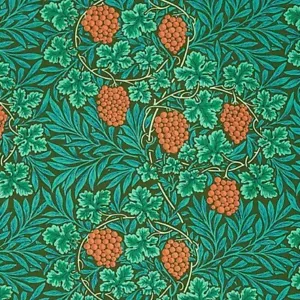 WILLIAM MORRIS CURTAIN FABRIC DESIGN "Vine" 3 METRES DARK OLIVE LINEN BLEND - Picture 1 of 6