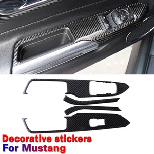 Real Carbon Fiber Window Lift Switch Button Trim Cover For Ford Mustang 2015+ - Picture 1 of 7