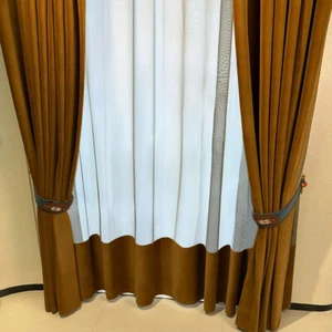 Custom Nordic shading modern pumpkin brown velvet cloth curtain valance C1785 - Picture 1 of 5
