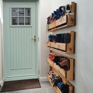 Rustic handmade shabby chic pallet wood floating shoe rack ideal storage - Picture 1 of 9