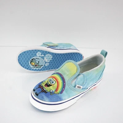 Vans Niños Bob Esponja Pantalones Cuadrados Imaginación Zapatos Sin Cordones Arco Iris Talla 10K Sin Caja Foto 1 de 4