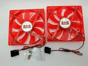 2-Pack: New AZZA 140mm 4pin Quad RED LED Gaming PC Case Cooling Fan Kit - Picture 1 of 6