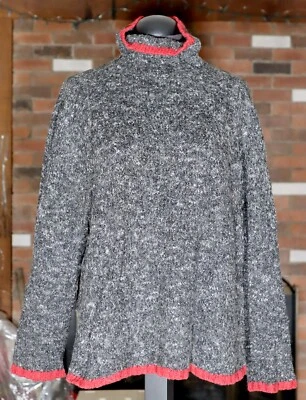 VENEZIA джинсы женщин шерсти свитер размер 18-20 стиль черный/белый w красный акцент - Изображение 1 из 4