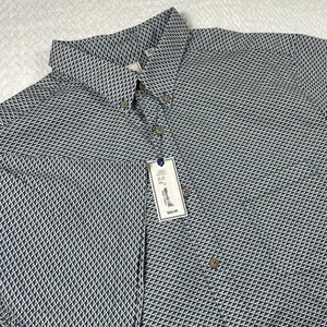 ROWM Short Sleeve Blue Geometric Print Button Down Shirt Size 2X Tall - Picture 1 of 9