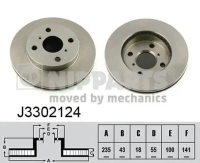 2x Disque de frein Essieu avant ventilé de l'intérieur J3302124 NIPPARTS - Photo 1/4