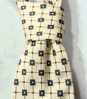 Gravata de seda masculina LUCIANO BARBERA designer ITÁLIA geométrica 61x4 - Imagem 1 de 2