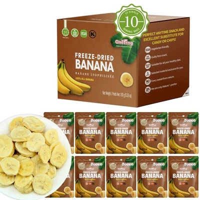 ONETANG Frutas Liofilizadas Banana Chips, Pacote com 10 Porções Únicas, Não OGM, - Imagem 1 de 4
