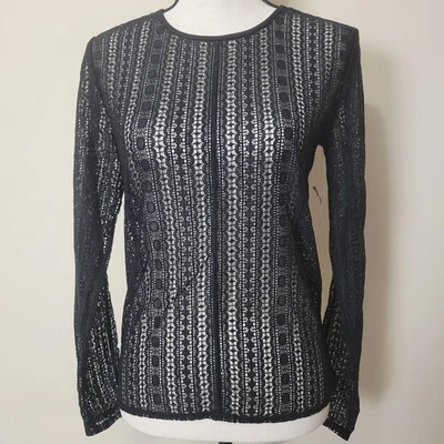 Nuevo con etiquetas Pullover Lou & Grey Loft Forma S Manga Larga Cuello Redondo Encaje Negro Foto 1 de 4