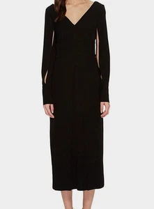 Abito donna Yigal Azrouel nero doppio raso vestito crepe linea A taglia 6 - Foto 1 di 1