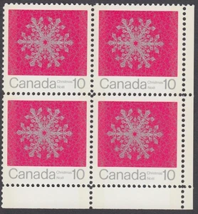 Canada - #556p Christmas Snowflake W2B Tagged Corner Block - MNH - Picture 1 of 1