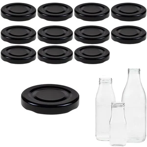 12 Twist Off Deckel für Glasflaschen und kleine Einmachgläser 5cm / TO48 schwarz - Bild 1 von 4