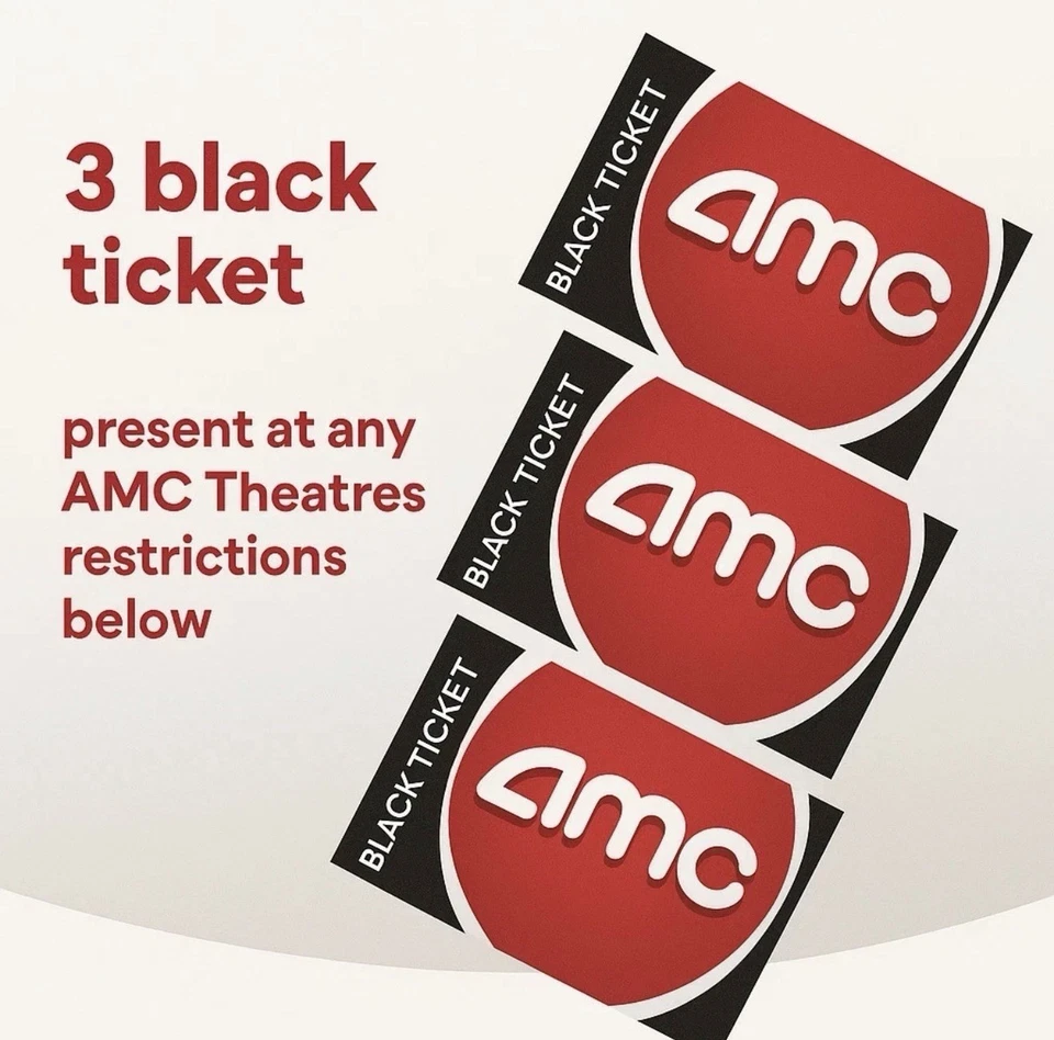3 AMC Theatres Black Movie Ticket, No Expiration *Fast Delivery!* - Image 1 of 1