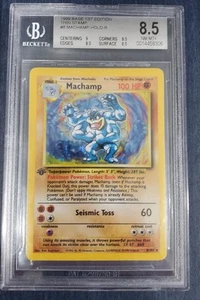 1999 Pokémon Machamp Holo Rare Base Set 8/102 Graded 8.5MINT Beckett 1st Edition - Picture 1 of 2