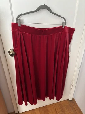 Falda de terciopelo rojo tórrido vacaciones línea A bolsillos longitud té nueva con etiquetas 4X/26 Foto 1 de 4