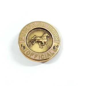 1964 Vintage 10K GF Gold Filled Pompano Park Official Harness Horse Racing Pin - Picture 1 of 4