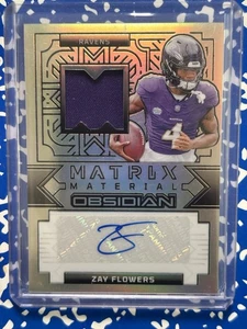 2024 Obsidian Zay Flowers Matrix Materials Auto /99 Baltimore Ravens - Picture 1 of 2