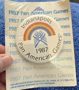 De colección Nuevo de Lote Antiguo 1987 Juegos Panamericanos Indianápolis 2.5" Botón Pinback Juegos Olímpicos - Imagen 1 de 2