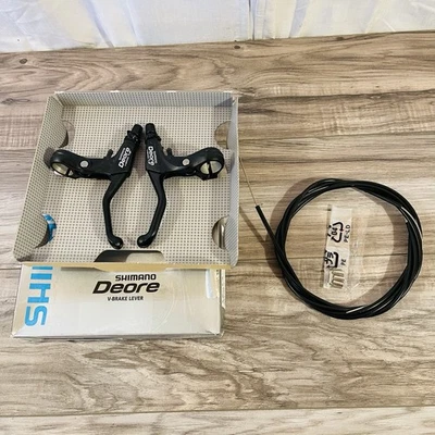 Nuevo de Lote Antiguo Shimano Deore BL-M511 V-Brake Palancas Negro Con Cables/Carcasa Foto 1 de 4