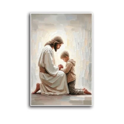 Póster en lienzo de Jesús y el niño pequeño de colección Jesús rezando pared de lienzo... Foto 1 de 4
