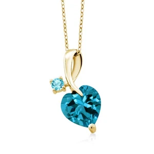 2.90 Ct London Blue Topaz Swiss Blue Topaz 18K Yellow Gold Plated Silver Pendant - Picture 1 of 4