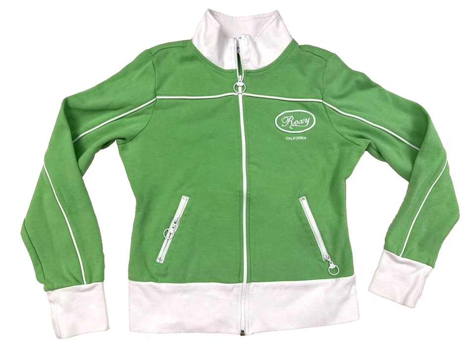 vintage y2k 2000s Roxy Paradise full zip sporty jacket Large coconut surf girl - Image 1 of 4