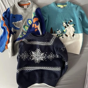 Gymboree Sweater Jumper Lot Dino Polar Bear Snowflake 5T 6yr - Picture 1 of 9