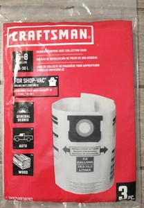 Craftsman 5-8 Gallonen Allzweck Staubsammlung Nass/Trocken Shop Staubsaugerbeutel 3 Beutel - Bild 1 von 4