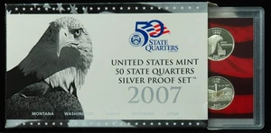 2007 US Mint 50 State Quarters SILVER PROOF Set With Box and COA - Picture 1 of 2