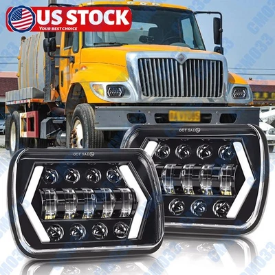 2pc 105W 7x6 Led Headlight for International Harvester 4700 4800 4900 8100 Truck - Image 1 of 4